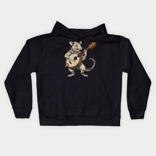 Funny Possum Opossum playing the banjo Weird Trash Kitty Guitar Possum Love Animal Kids Hoodie